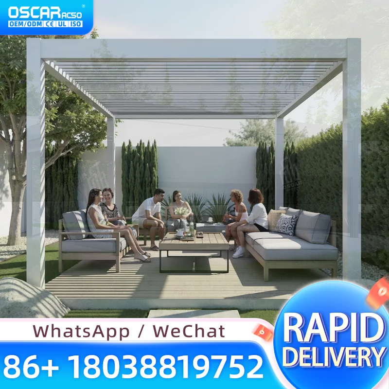 EcoFriendly Snowproof Motorized Louvered Roof Waterproof Outdoor Aluminium Structure 4x3 5x3 6x3 for Garden Patio Backyard pergo