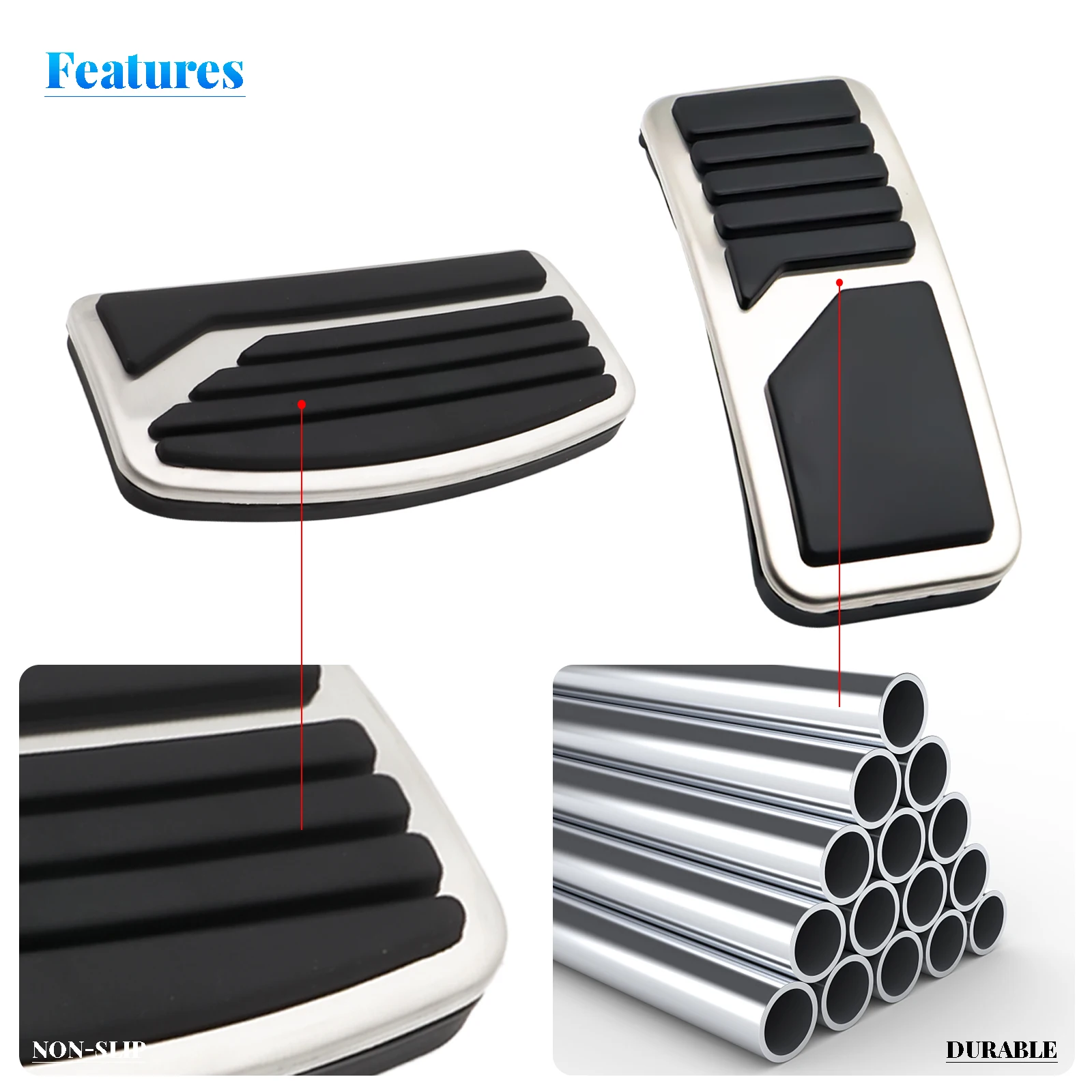 MT AT Car Gas Clutch Brake Pedal Cover Kit For Mitsubishi Pajero 3 Outlander Lancer X Eclipse Cross Rubber Stainless Nonslip Pad