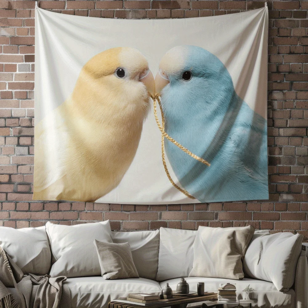 Two Peacock Parrots Theme Digital printing polyester wall tapestry suitable for use in living rooms bedrooms offices bars party