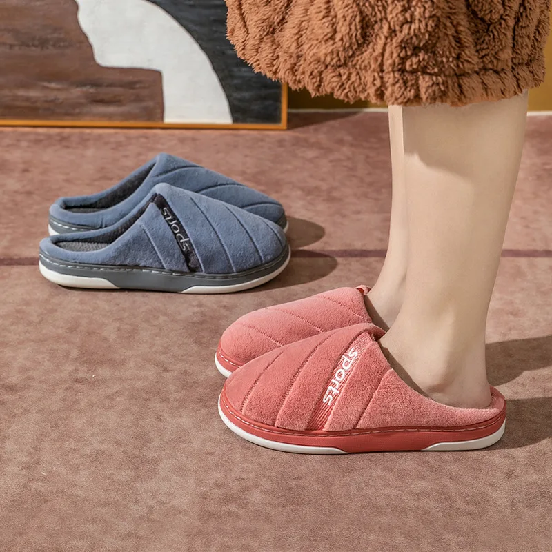

2022 Autumn Winters Cotton Slippers Men Indoor Household Contracted Warm Soft Bottom Couple Female Wholesale Cotton Slippers