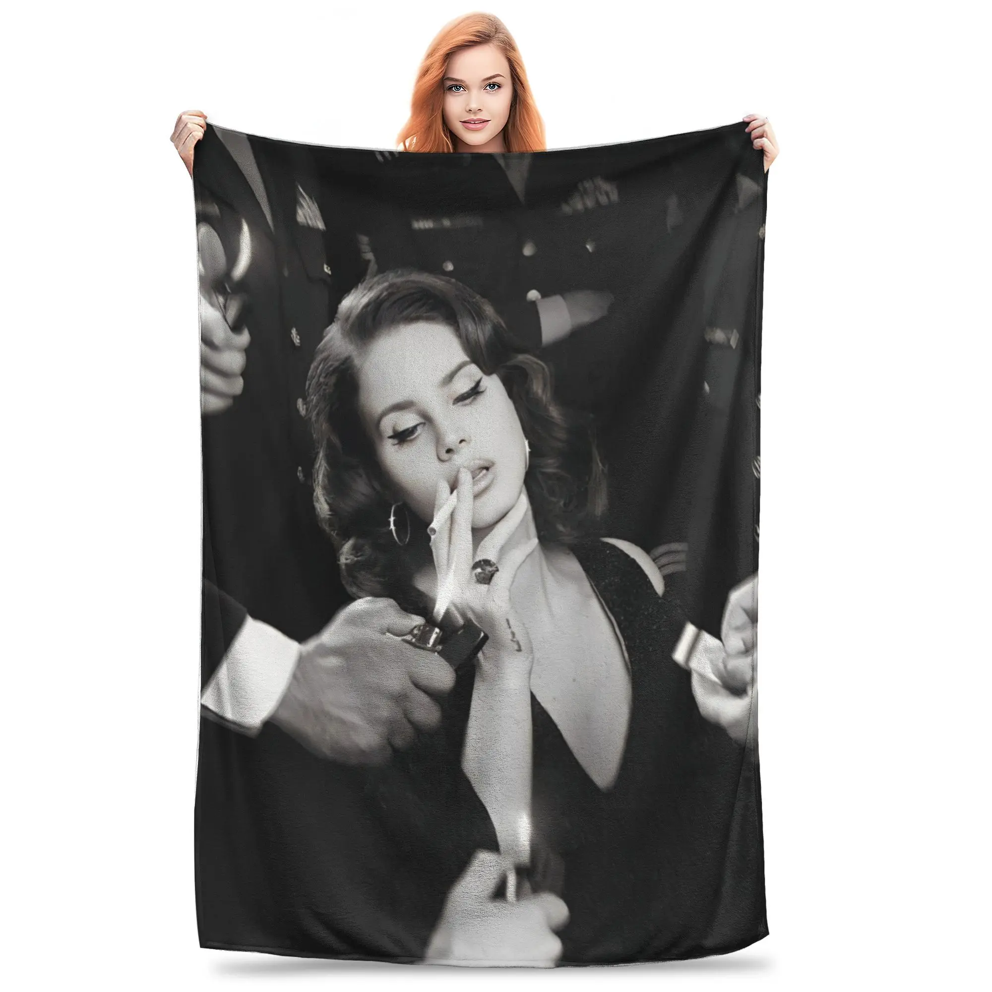 American Singer Lana Del Rey Blanket Pop Culture Music Flannel Novelty Warm Throw Blanket for Chair Covering Sofa Decoration