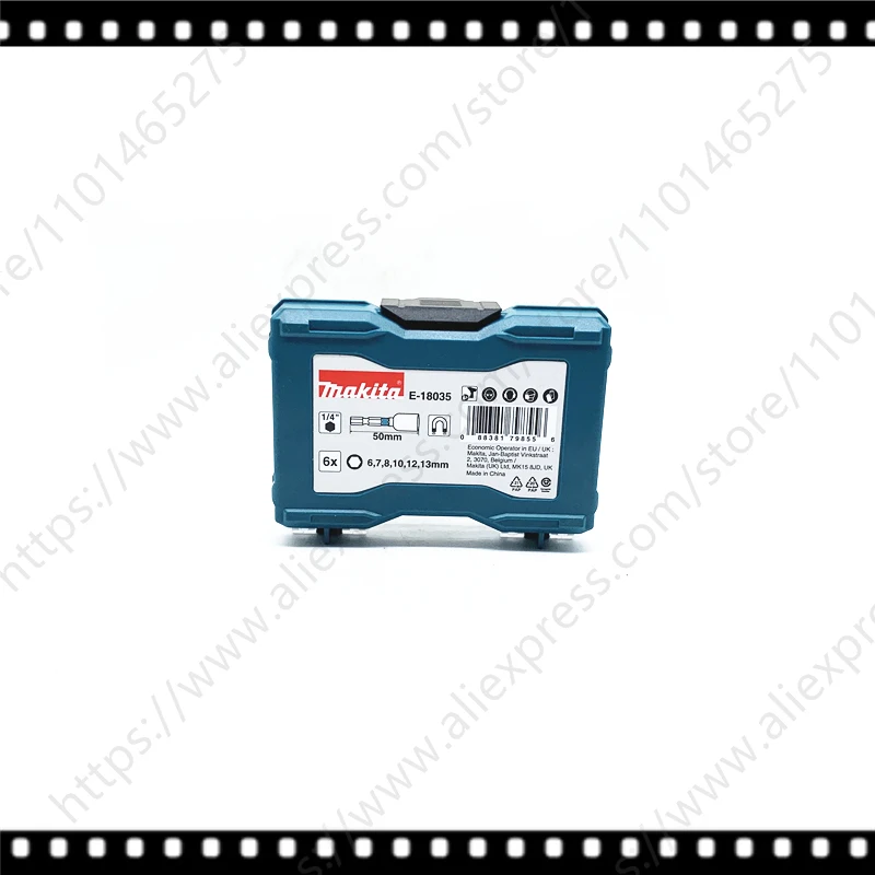 Makita E-18035 Electric Screwdriver Hexagonal Handle Magnetic Sleeve 6PCS Set 1/4” Impact Resistant Sleeve 6/7/8/10/12/13mm