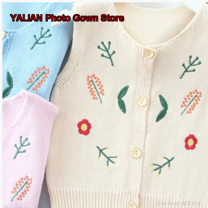 Girls Knit Vest Spring Autumn Thin Breathable Waistcoat Solid Color Infant Pure Cotton Kids
