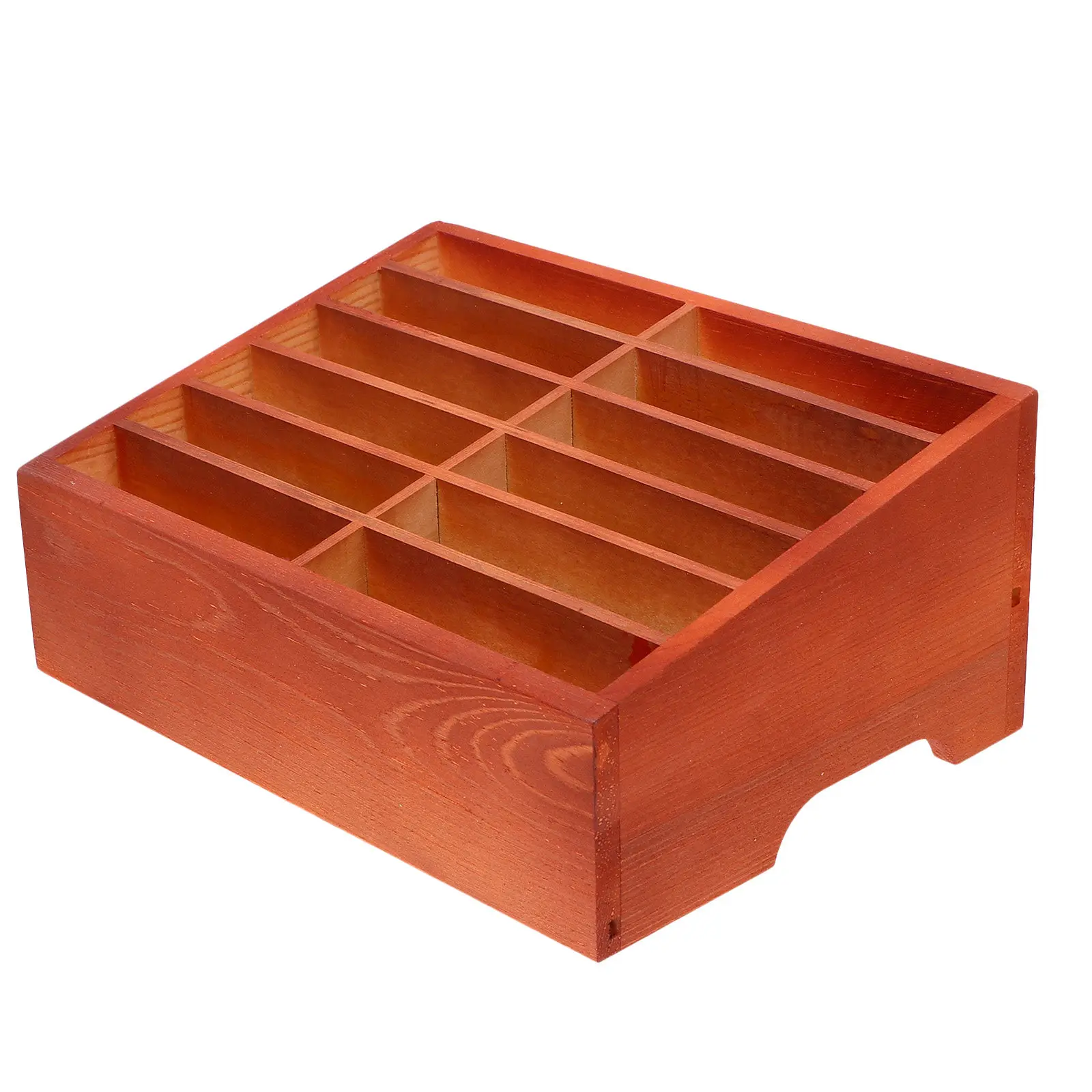 

12-Grid Natural Wood Phone Storage Box Desktop Organizer for Classroom Office Temporary Phone Display and Protection
