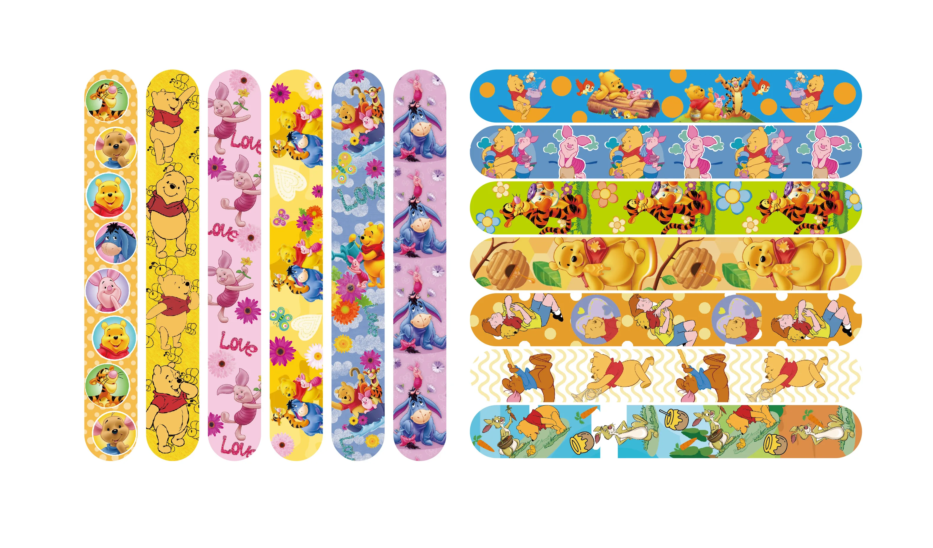 12pcs Disney Winnie the Pooh Slap Bracelets Party Favors Birthday Party Gifts Baby Shower Decorations Snap Band for Kids Girls