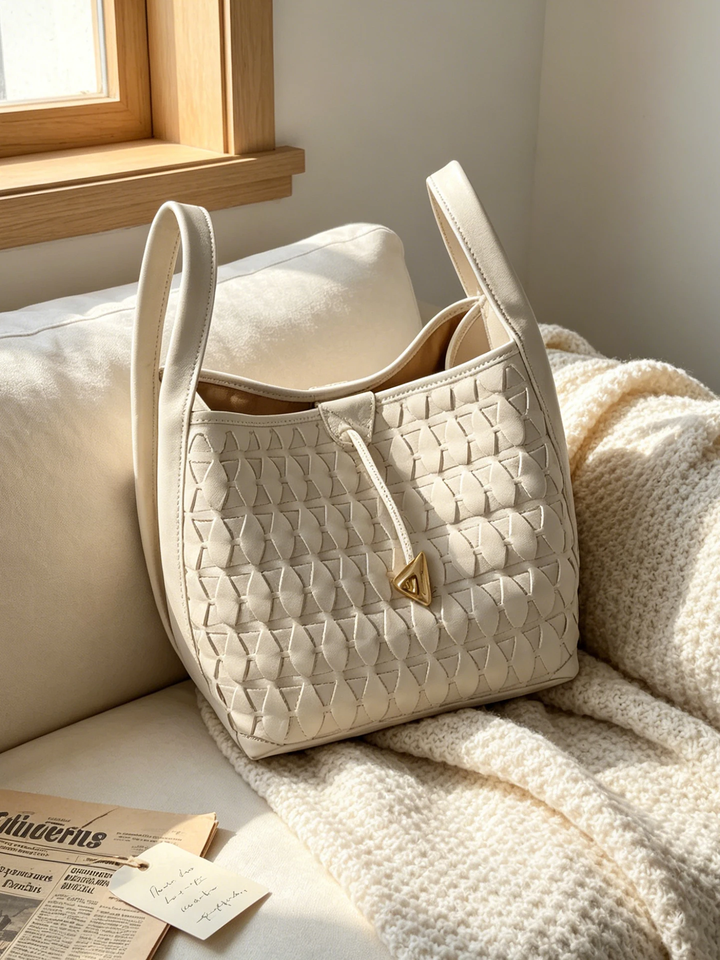 

Woven Basket Handbag Women's Style Light Luxury Crossbody Bucket Bag in Color for Commuting And Daily Use