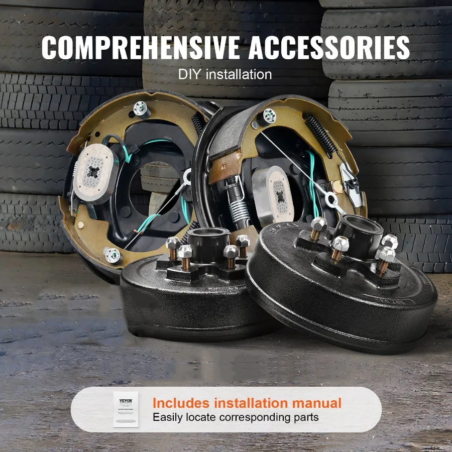 Zestawy bębenkowe piast do przyczep 5 na 4.5 B.C. Zestaw hamulca przyczepy samonastawnego z 10 x 21 4 hamulcami elektrycznymi do osi 3500 lbs, 4 otwory