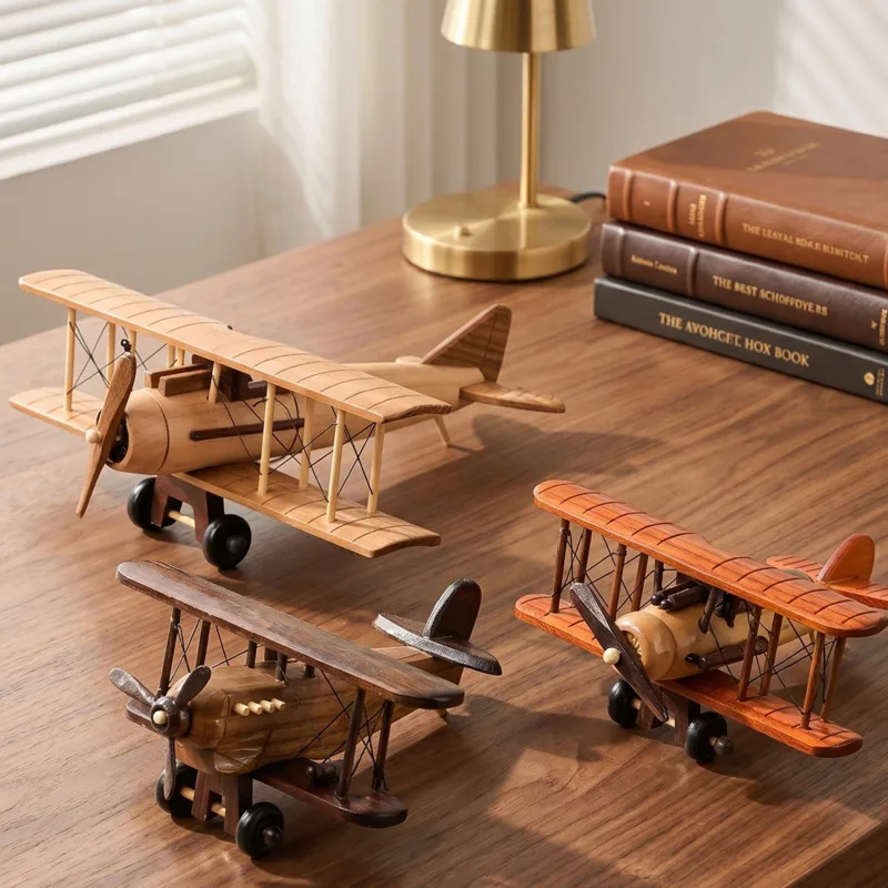 

Vintage Wooden Airplane Model Rustic Tabletop Decor Home Desk Display Centerpiece For Men Women Kids Birthday Christmas Gift