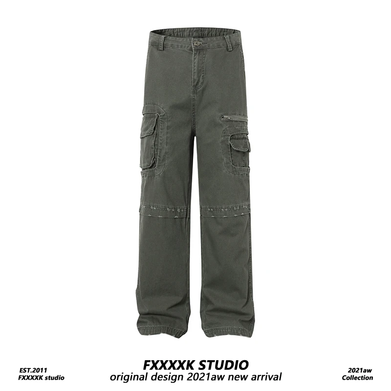 

FXK Original Vintage Workwear Jeans Loose Straight Leg Multi-ket ex Spring Long Trousers Youthful Energy Sle Casual