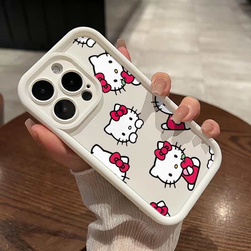 Sanrio Hello Kitty Cartoon Fall Shockproof Case For iPhone 15 14 13 12 11 Pro X Xs Max SE2 7 8 Plus Soft TPU Shell Cover WK439