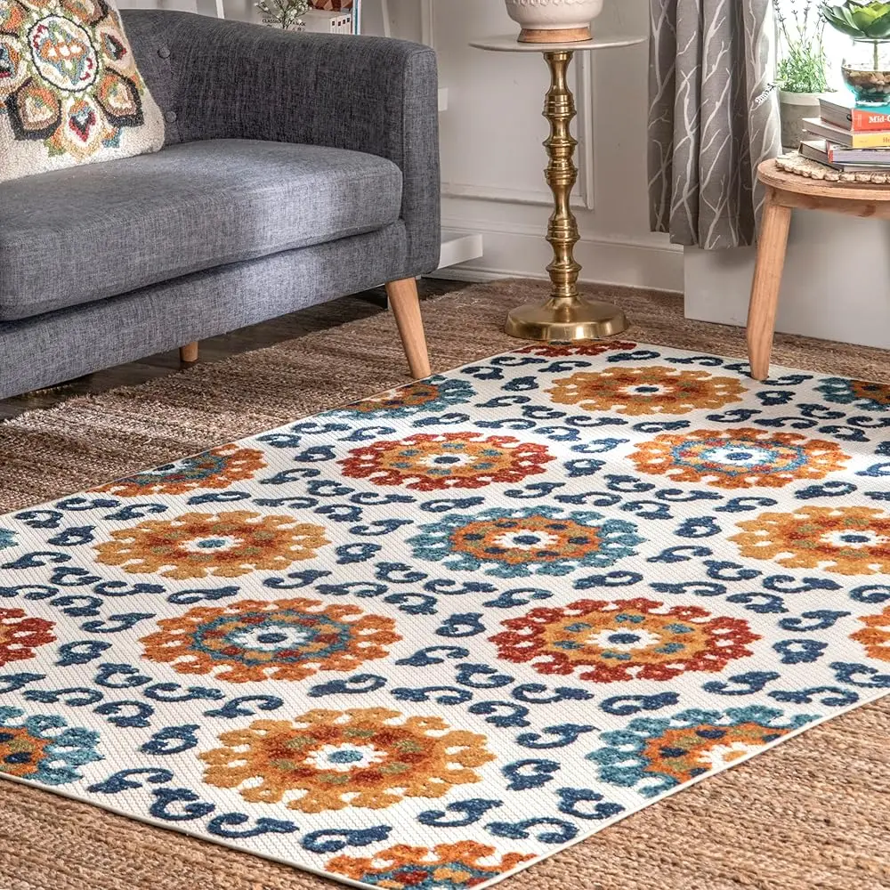 

Indoor/Outdoor Transitional Aurora Area Rug, 5X8, Blue