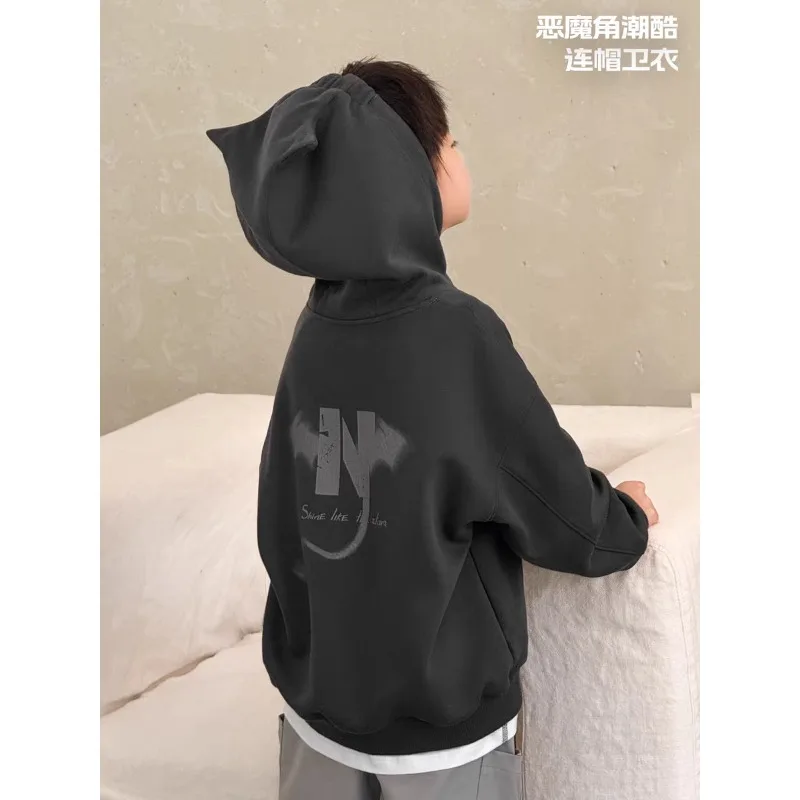

2025 Spring and Autumn New Children's Hooded Loose Top Boys Sweater Children's Foreign Style Long Sleeve Jacket