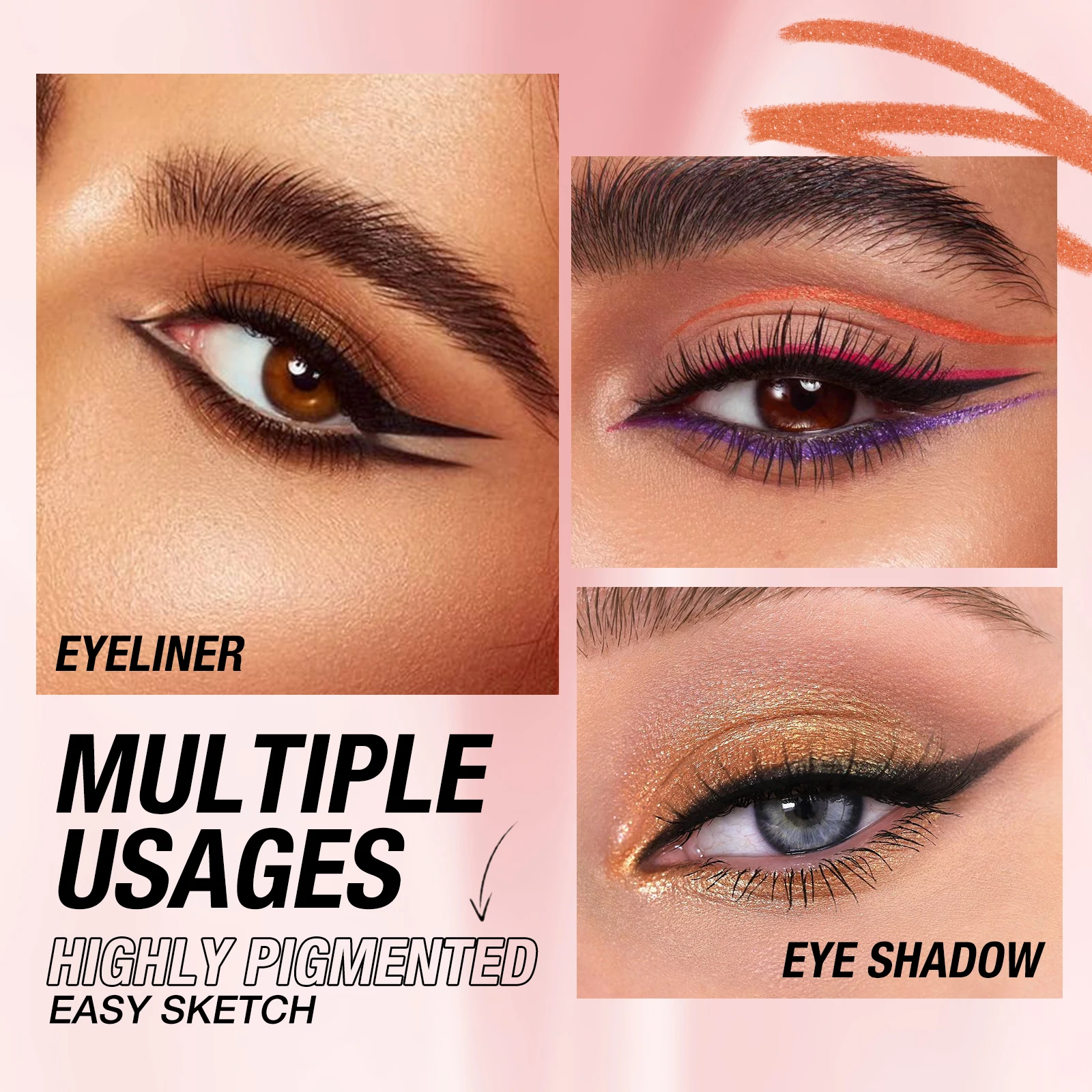 مجموعة أقلام تحديد العيون مكونة من 12 قطعة مقاومة للماء والعرق، متينة، سهلة التلوين، سريعة الجفاف، مكياج عيون مثالي #4