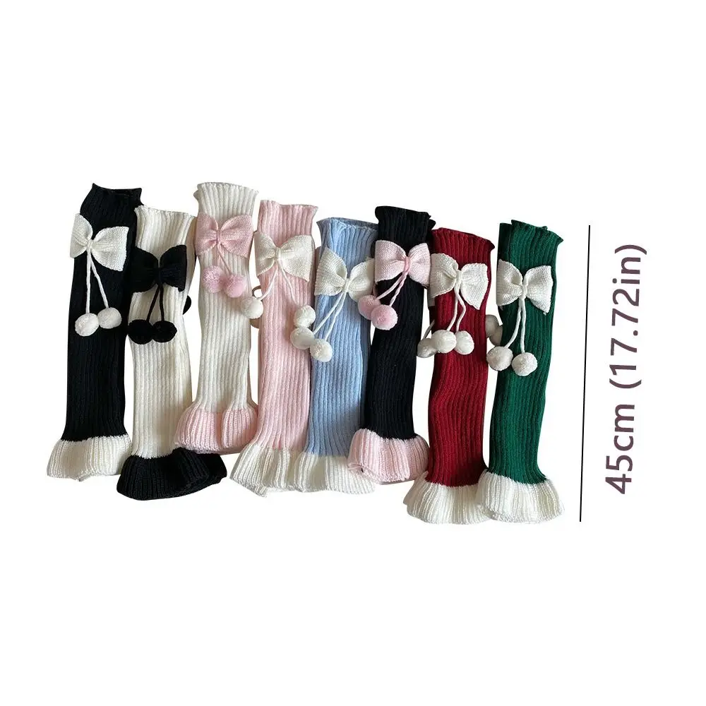 الكورية القوس تدفئة الساق الجوارب الكشكشة محبوك التمهيد كم الكرة الأطفال الجوارب الطويلة Y2k الفتيات الجوارب طماق #6