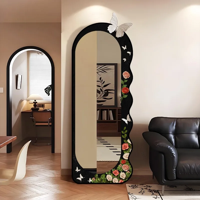 Floor mirror full-length foldable wall-mounted fitting mirror household entrance cloakroom decorative painting