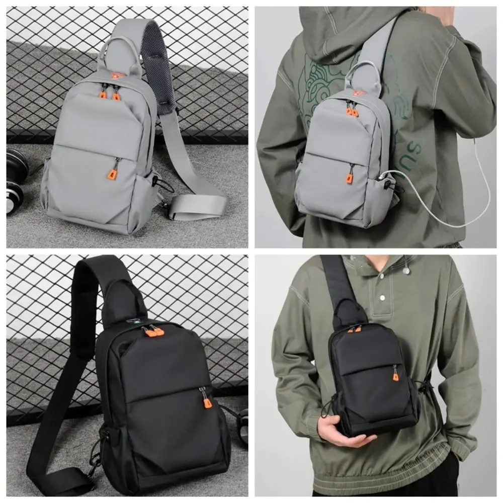 Polyester Men's Chest Bag Magnetic Buckle Adjustable Strap Outdoor Shoulder Bag Large Capacity Multi Functional