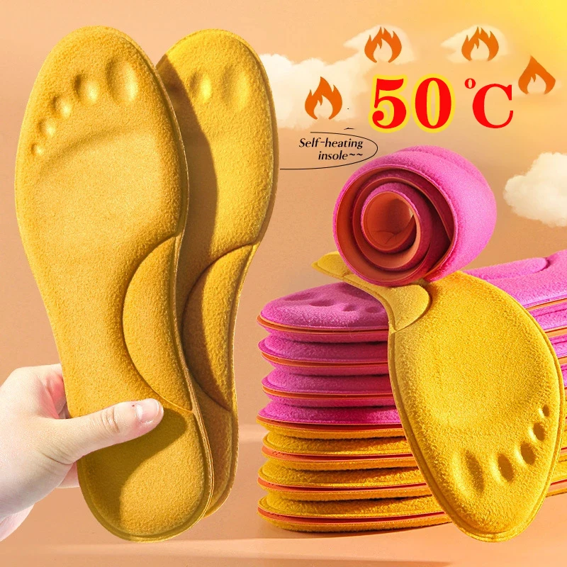 Self Heating Insoles Thermostatic Thermal Insole Winter Warm Men Women Memory Foam Arch Support Thickening Shoe Pad Heated Pads