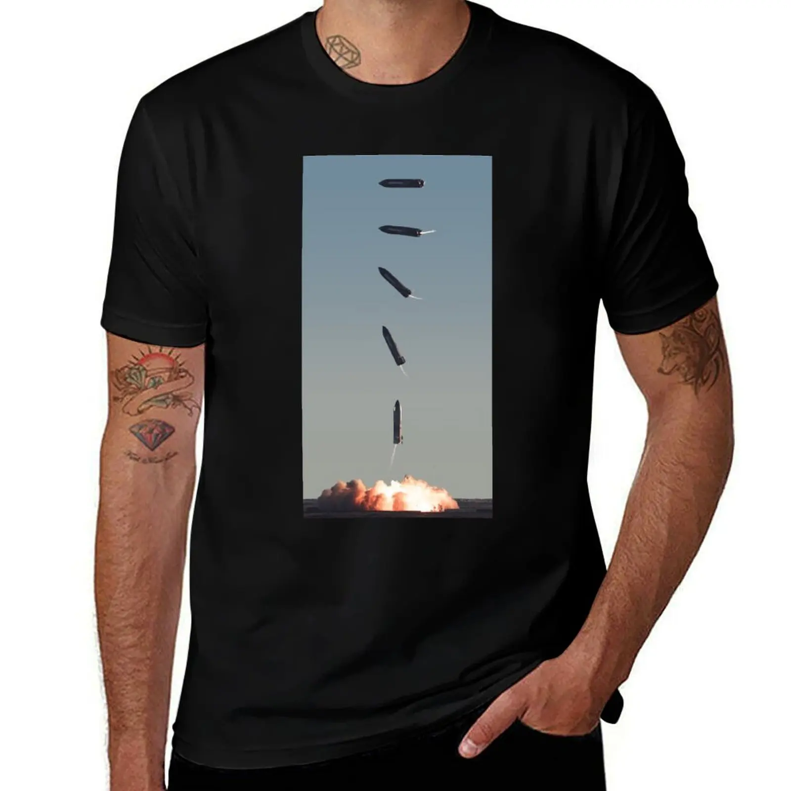 Starship SN8 Belly Flop & Impact (Flight Profile) T-Shirt men t shirt cotton 100% T-Shirt