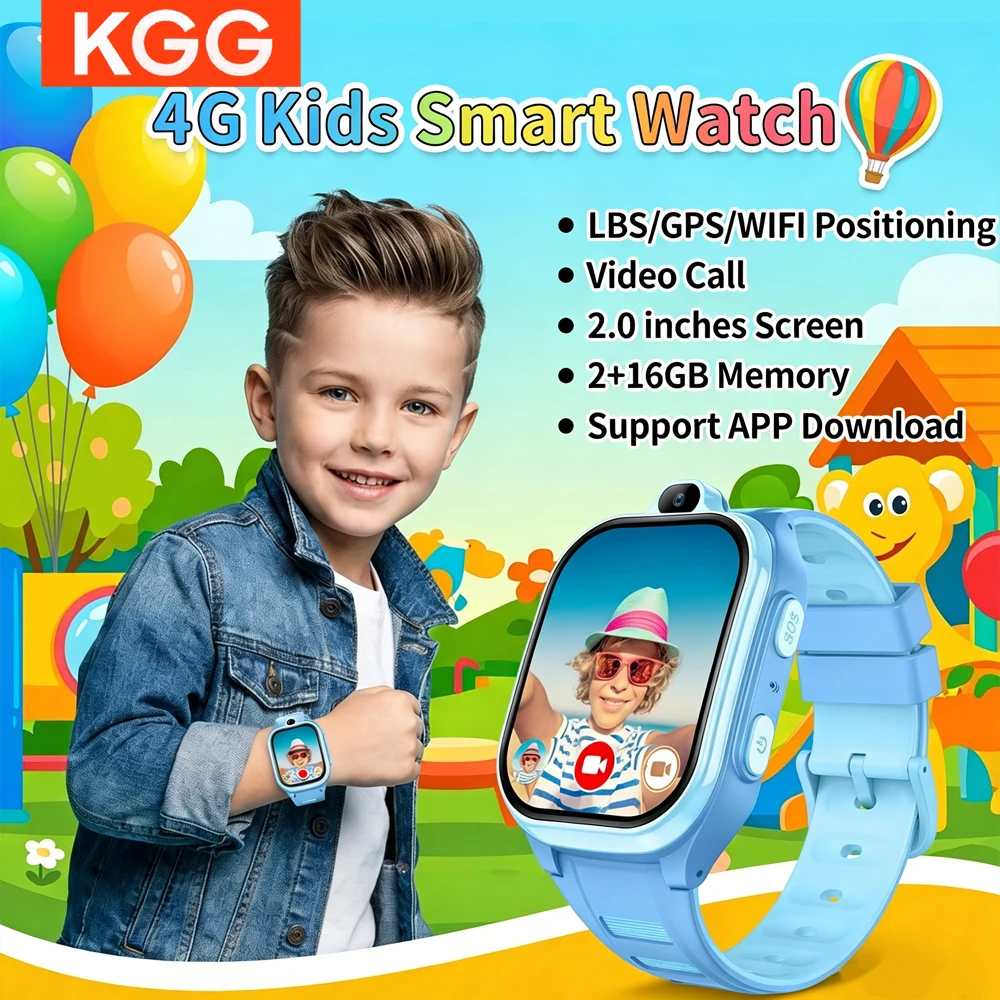 

4G Kids Smart Watch 2GB+16GB Large Memory GPS WiFi Location Tracker Video Call Monitor Phone Watch for Boys Girls APP Download