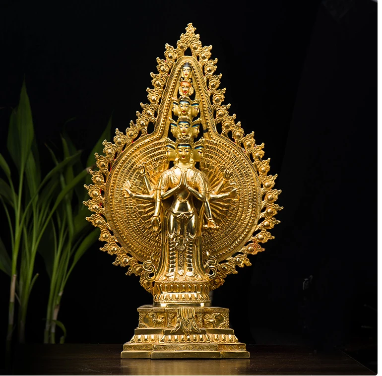 40CM Large # Tibetan Buddhism bless family home Safety Health wealth efficacious Protection Thousand hand Guanyin Buddha