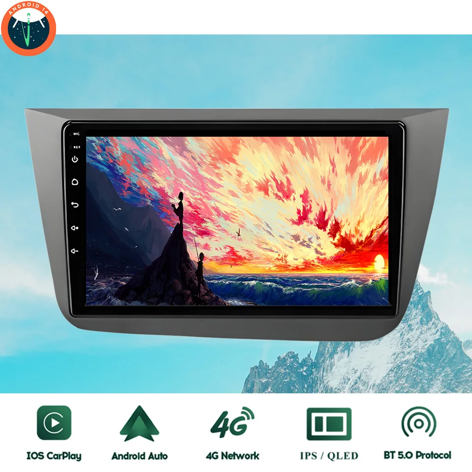 9‘’ QLED Android 14 8G Ram Car GPS Navi Music Video Multimedia Player For Seat Altea 2004 - 2015 Auto Stereo Head Unit