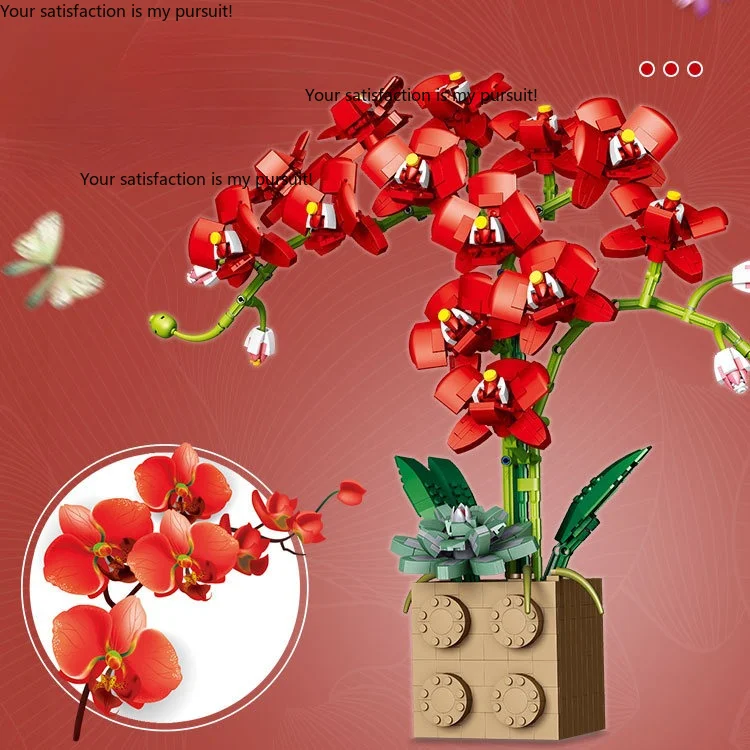 for Jibang Phalaenopsis Building Blocks Potted Flower Small Particle DIY Assembly Ornament Educational Toy