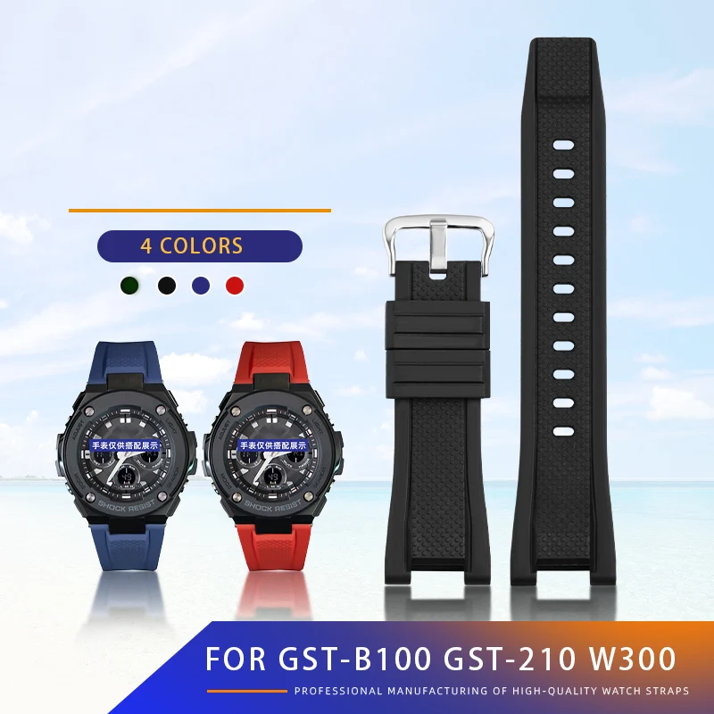 Correa de reloj de resina para Casio G-shock GST-B100 GST-210 W300 400G S110 S120 S130 S310 S330 410, correa de silicona resistente al agua para hombre