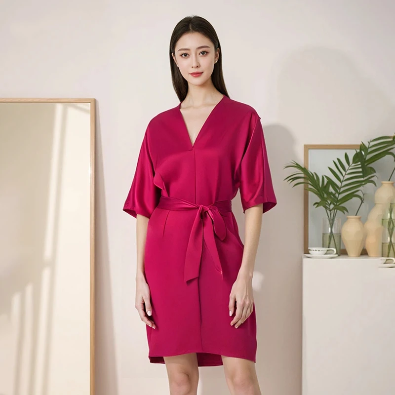 

Luxury 19 Momme Silk Robe Nightgown Premium Mulberry Silk Bathrobe Luxury Loungewear Spring Summer Chemise Sexy Lingerie Dress