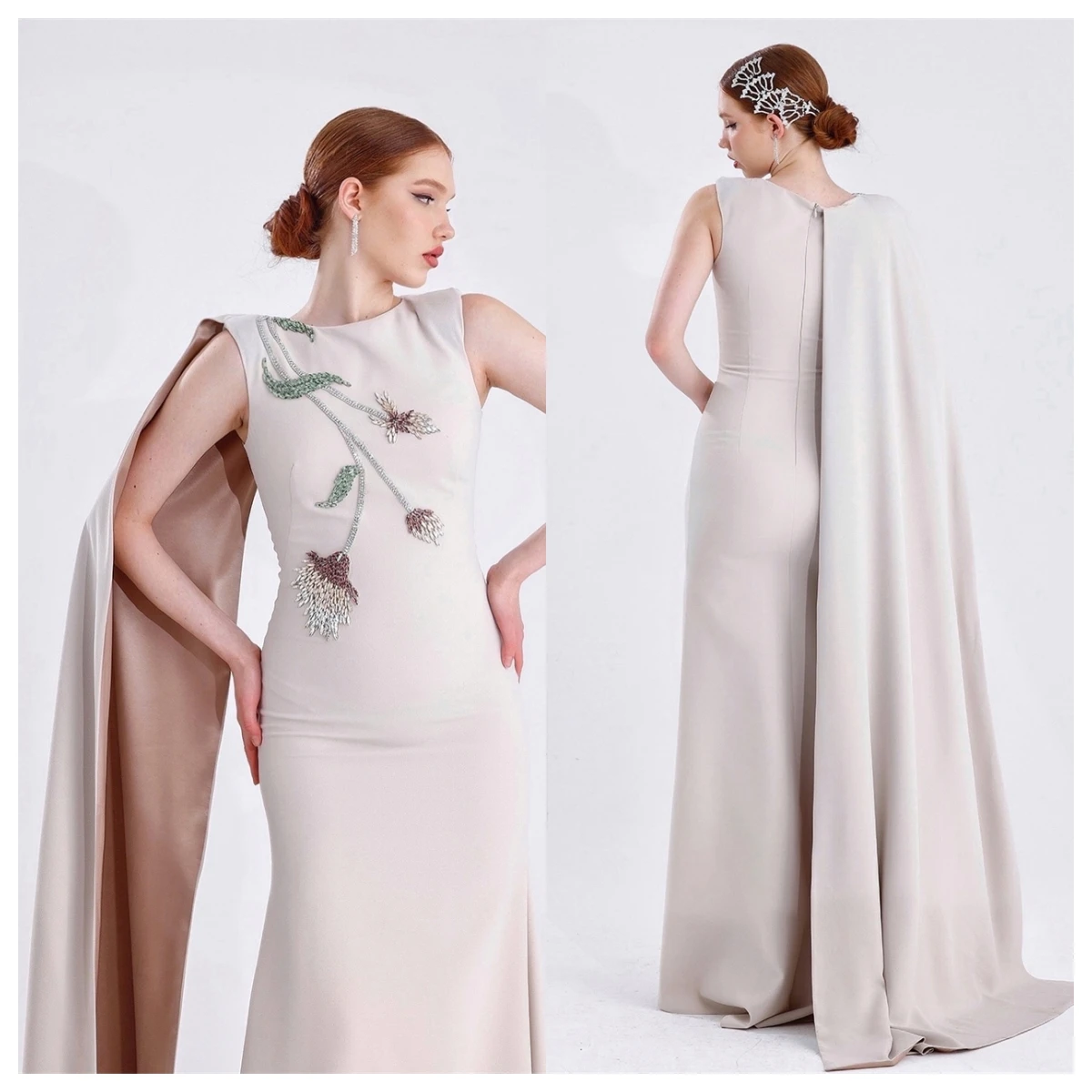 

Customized Classic Khaki Jersey Evening Dress O-Neck Sleeveless Celebrity Gowns Bespoke Occasion Gowns Appliques Tempe