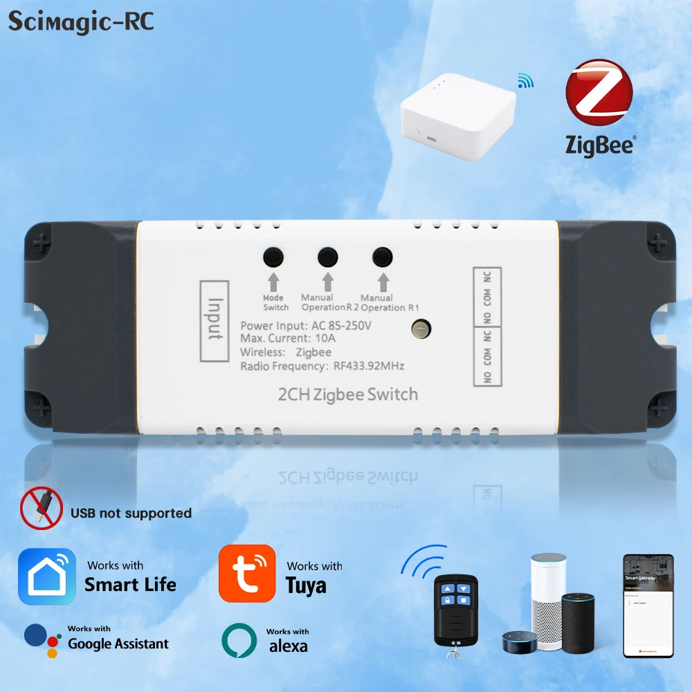 2 Channels Switch Zigbee Smart Electric Actuator Motor Controller 7-32V 12V 24V AC 85-250V 220V 2CH Pulse Module Relay