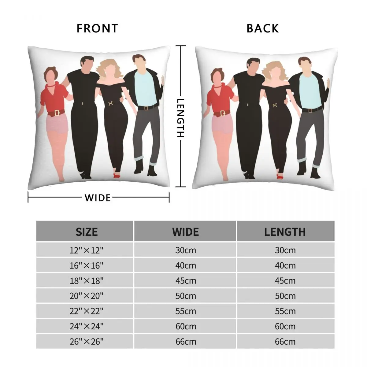 Grease Dance Scene Square Pillowcase Polyester Linen Velvet Pattern Zip Decor Sofa Seater Cushion Cover 18