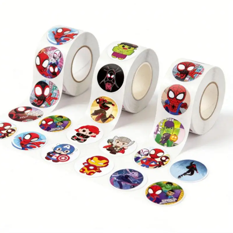 

500pcs Marvel Cartoon Sticker Roll Diy Decorative Stickers For Phone Thermos Notebook Diary Envelope Seal Stationery Kids Gift