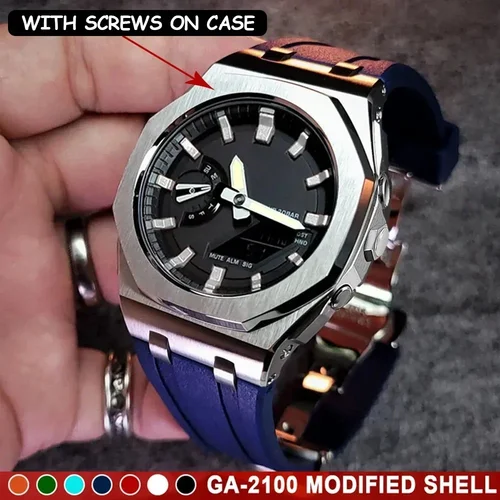 Para G-SHOCK GA2100/GA2110 GAB2100 gen4 caja de acero inoxidable bisel correa de goma reemplazo Mod Kits de reacondicionamiento accesorios al por mayor