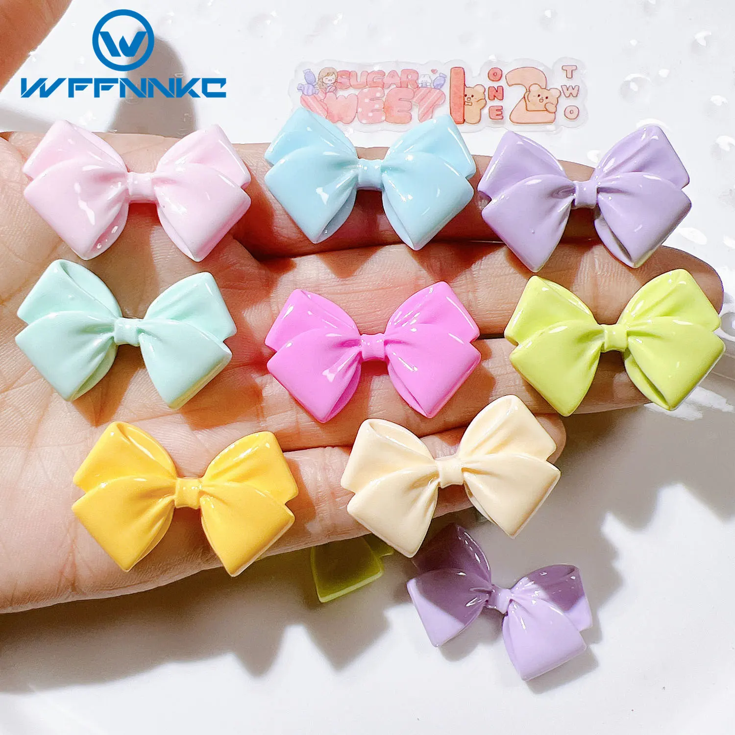 WFFNNKC 10Pcs colore lucido Big Bowknot Resin Patch donna orecchino fai da te tornante materiali indumento cucito Decor artigianato accessorio