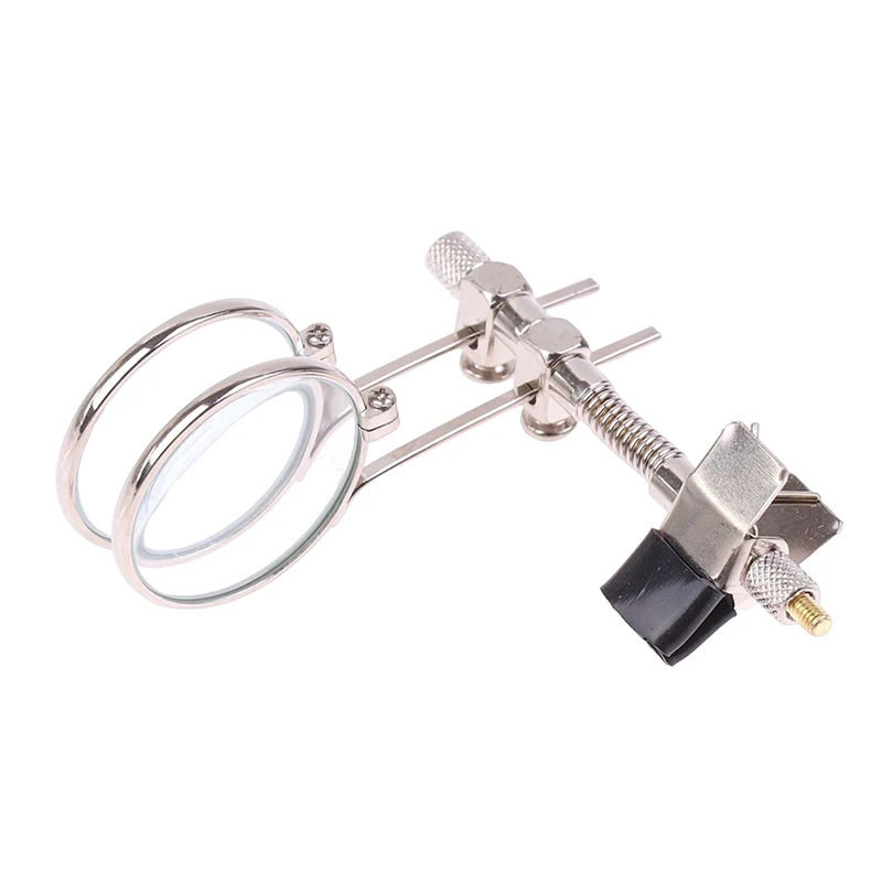 5X Double Lenses Magnifying Glass Stainless Steel Clip Magnifier Rotatable MINI Magnifier Diameter 25mm Monocular Magnifier