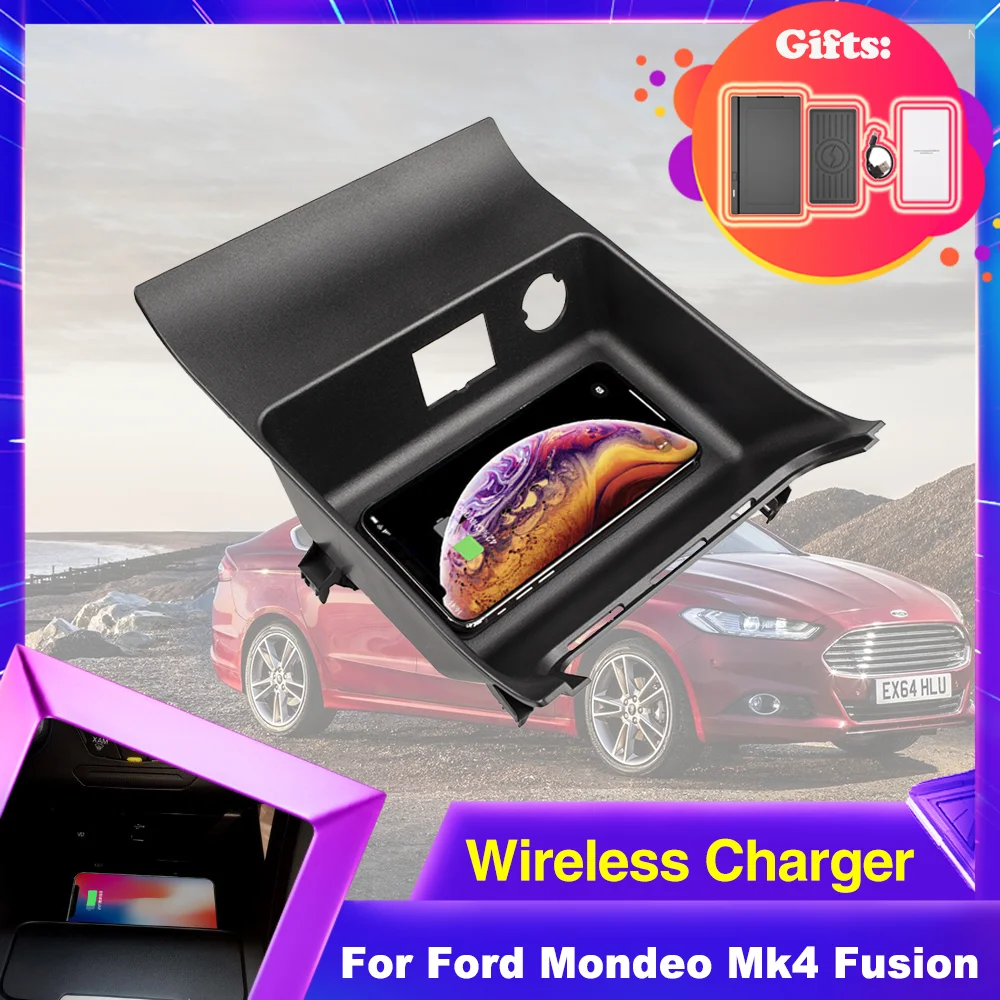 

15W Car Wireless Charging Pad for Ford Mondeo Mk4 Fusion CD391 2014~2019 Phone Holder Fast Charger Plate Accessories 2015 2016