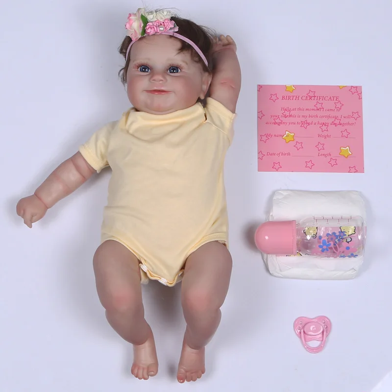 20Inch Already Finished Reborn Baby Doll Maddie Smile Girl Handmade 3D Skin Visible Veins Art Collection Doll Toy Figure Gift