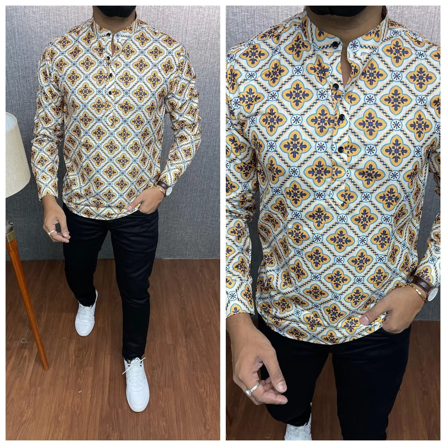 قميص مسلم قفطان دبي رداء رجالي بأكمام طويلة نمط عرقي 2026 ياقة واقفة ملابس عربية النمط الوطني الشرق الأوسط