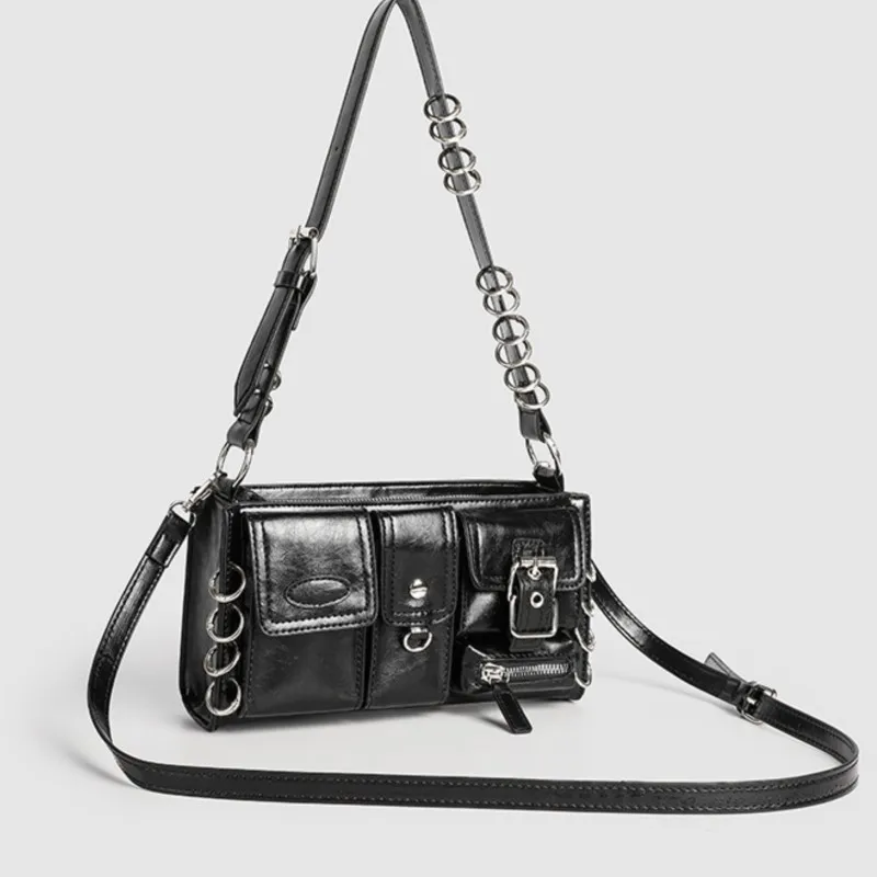 

JIAERDI Hot Girls Black Shoulder Bags Purse Women High Street Pocket Chic Casual Crossbody Bags Ladies Versatile Bolsos De Mujer