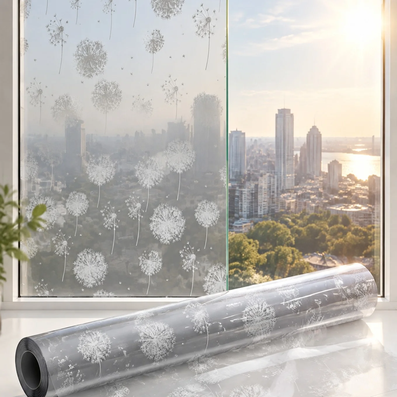 Privacy Frosted Window Film Decorative Translucent Window Sticker Self Adhesive Window Cover for Bathroom for Home
