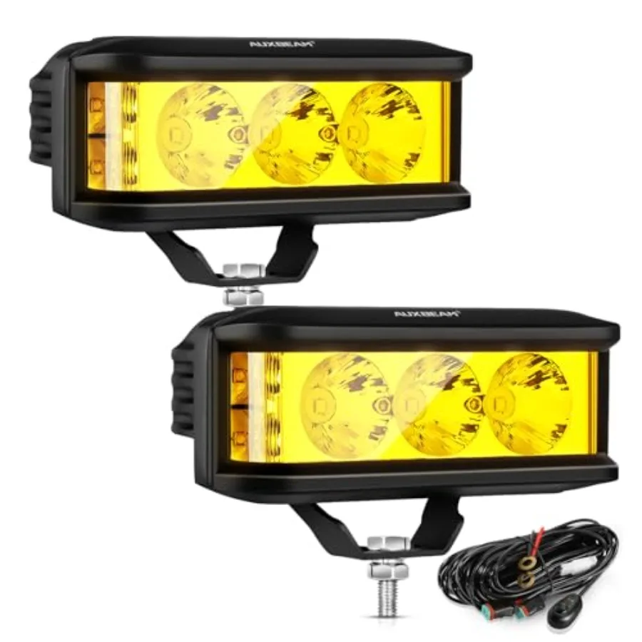 

5inch 68W Fog Light Side Shooter Bar with Golden Yellow Combo, Waterproof Offroad Fog Light for UTV ATV Jeep Wrangler Motor Tru