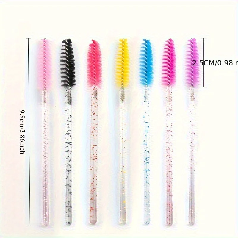 زجاجة مكونة من 50 فرشاة ماسكارا للاستعمال مرة واحدة مع حاوية، فرشاة عين سوداء للسفر، فرشاة تمديد الرموش، قلم حواجب Br