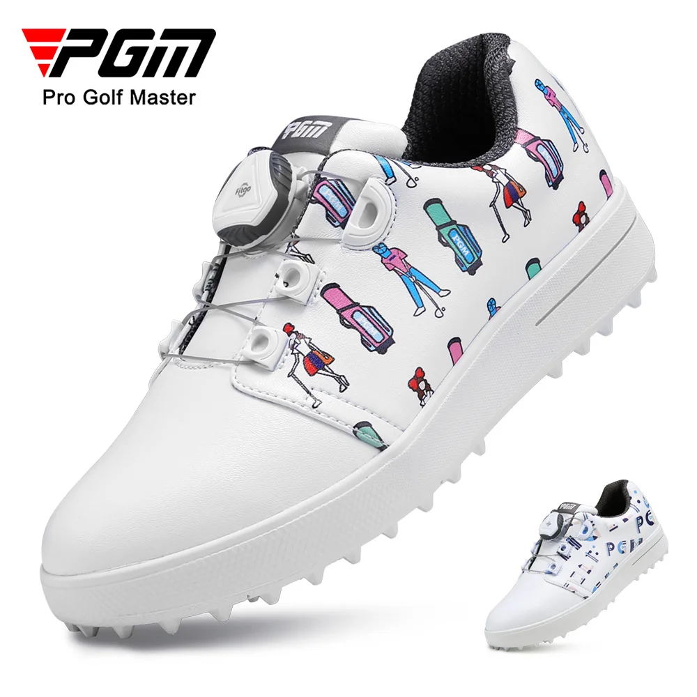 PGM Kids Golf Shoes Knob Shoelaces Anti-side Slip Waterproof Printing Children's Sports Shoes Boys Girls Sneakers XZ241