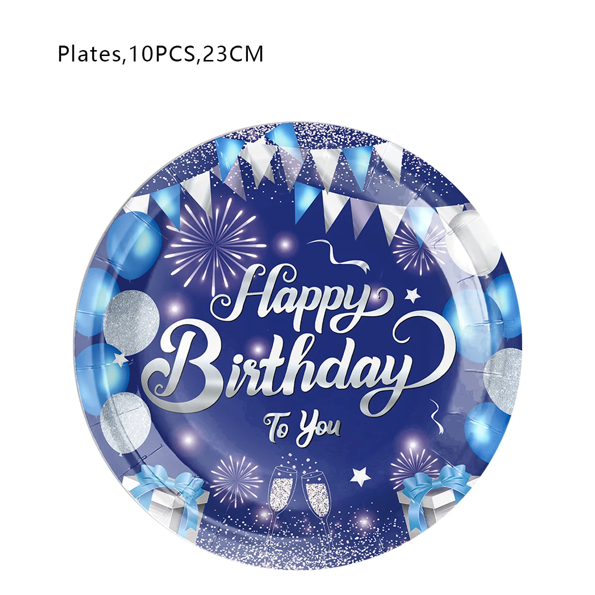 Blue birthday theme party supplies Disposable plates Paper towels Paper cup tablecloth table fork set tableware images - 6