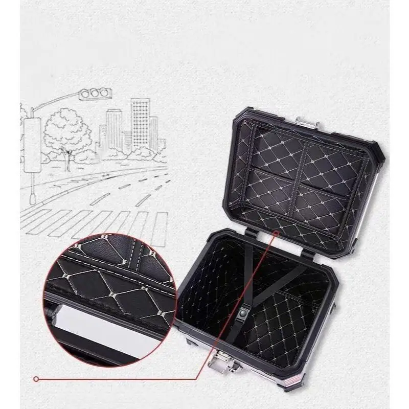 Waterproof Quilted Wear-resistant PU Leather Motorbike Underseat Storage Liner With Pocket For Helmets Gloves Small Accessories