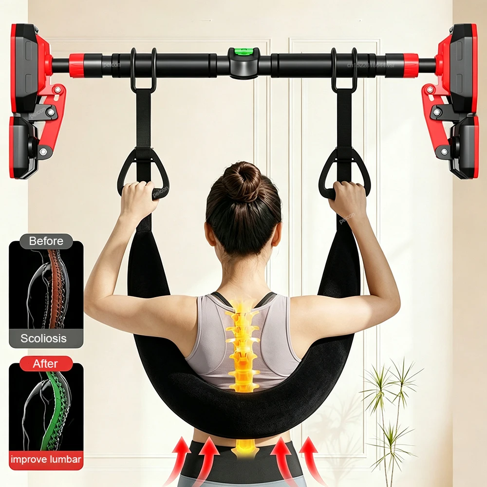 Cinto de Tração Lombar Portátil, Cinto de Tração Cervical Suspenso, Dispositivo Ergonômico para Alongamento da Coluna e Alívio da Dor Lombar