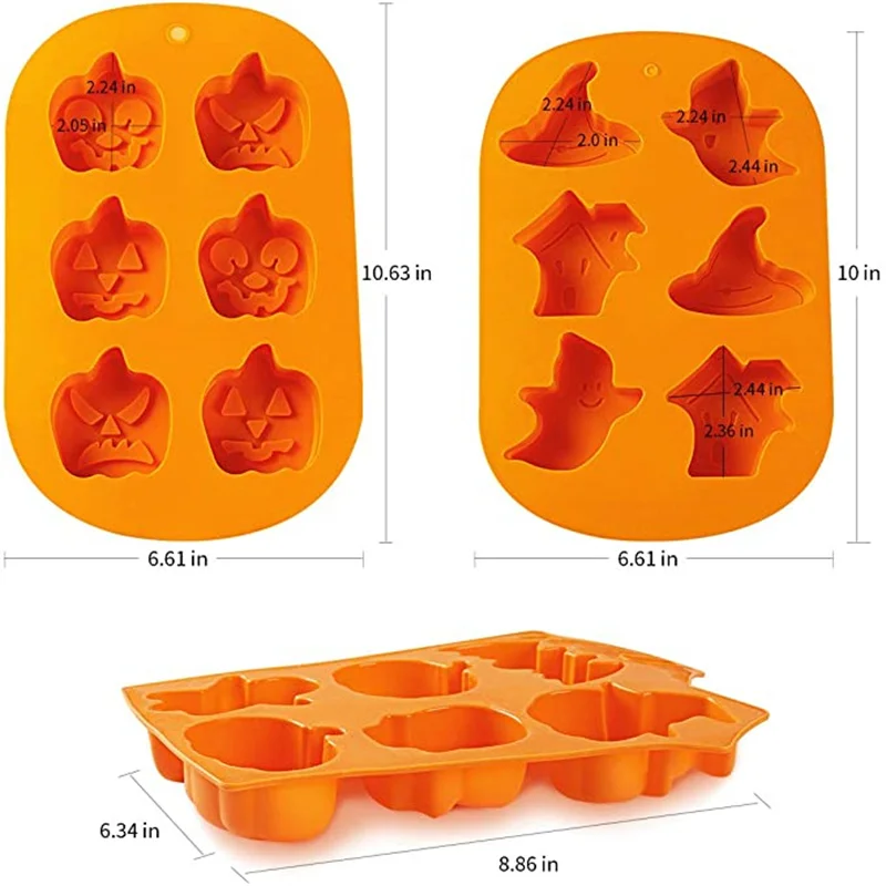 3D Halloween Cake Mold Pumpkin Moulds Skull Ghost Cake Mold Silicone Baking Molds Nonstick Ice Cube Tray Moulds Chocolate mold