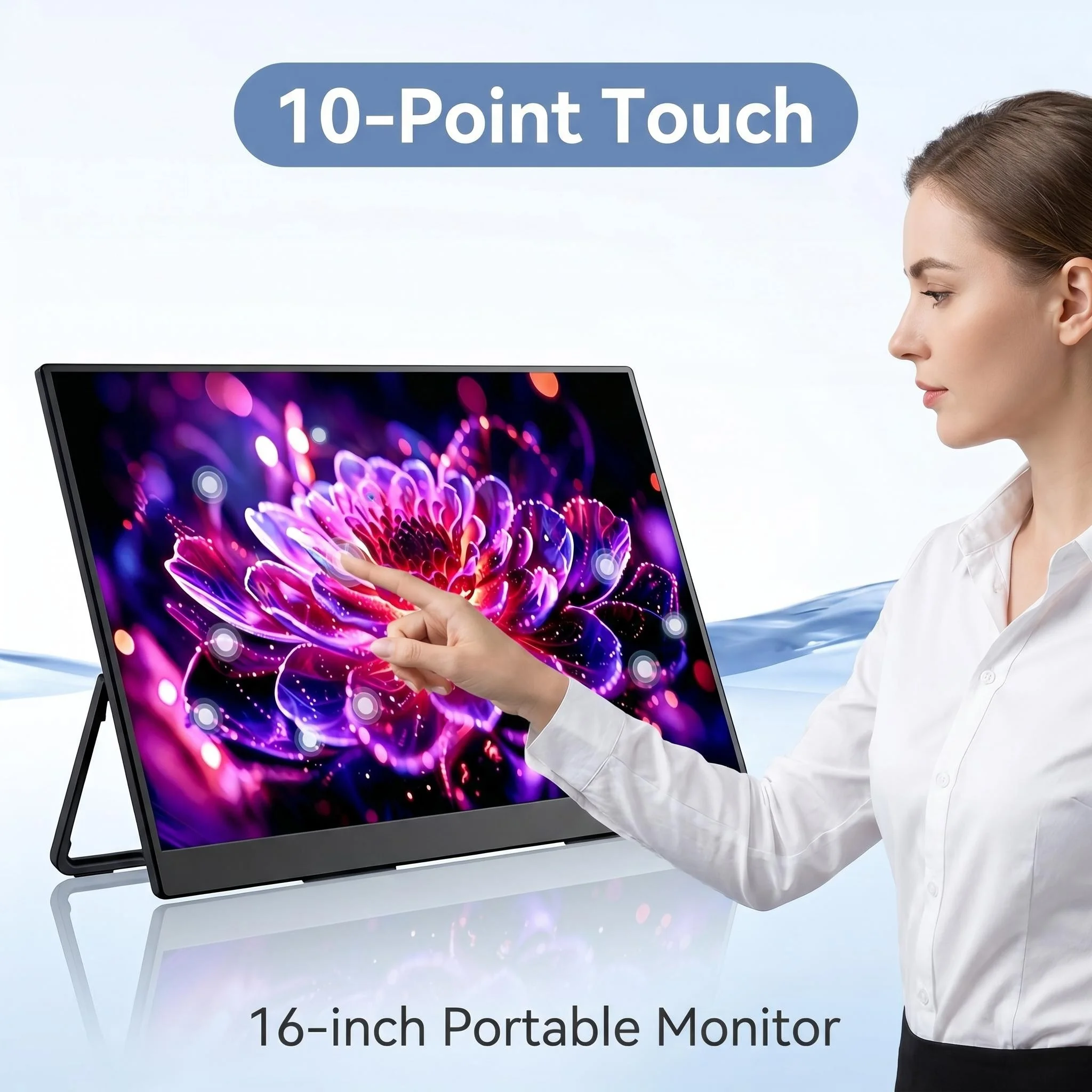 16-Inch Portable Touch Monitor, 1200P HDR 16:10, Non-Touch Optional, External Second Screen for Xbox, PS4/5, Switch, Phone, PC,