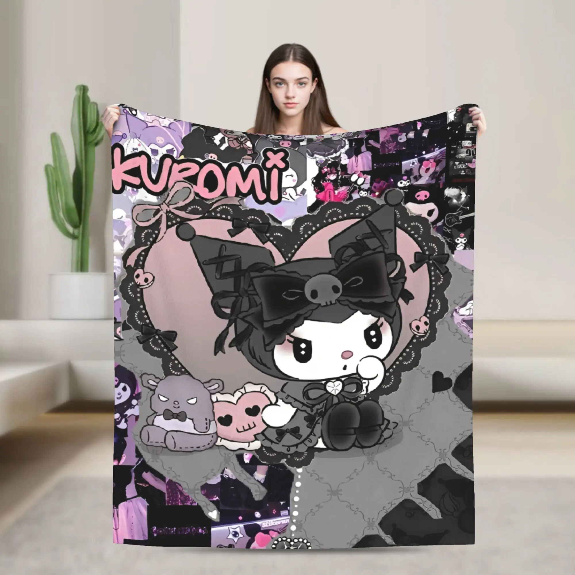 

Kuromi Throw Blanket for Couch Soft Fuzzy Plush Blanket 50x60 Inch Multi-size Bedspreads for All Seasons