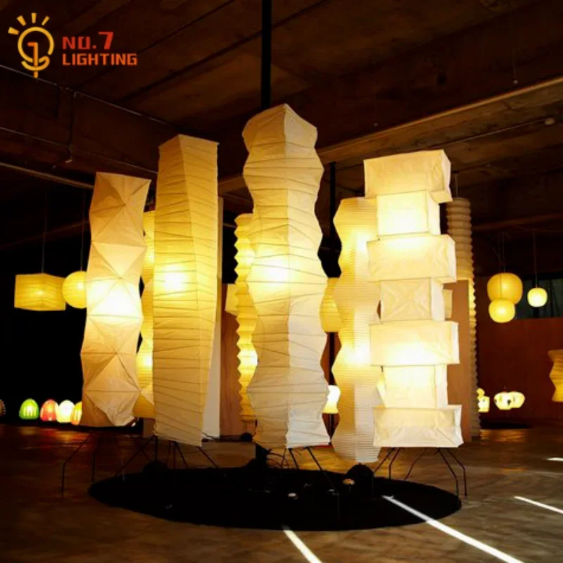 Minimalist Akari Noguchi Yong Standing Light LED E27 Wabi-sabi Vintage Rice Paper Floor Lamp Bedroom Living Room Bedside Studio